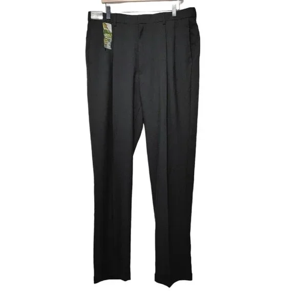 Haggar Premium Comfort 4 Way Stretch Classic Pleated Dress Pants 37 x 34